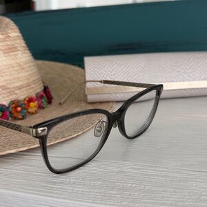 Dark gray sparkle, Jimmy Choo Glasses with silver accents with case!